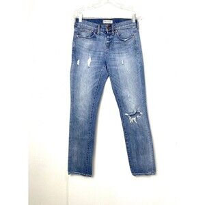 Madewell Slim Boy Jeans Womens Size 24 Blue Mid Rise Distressed Medium Wash